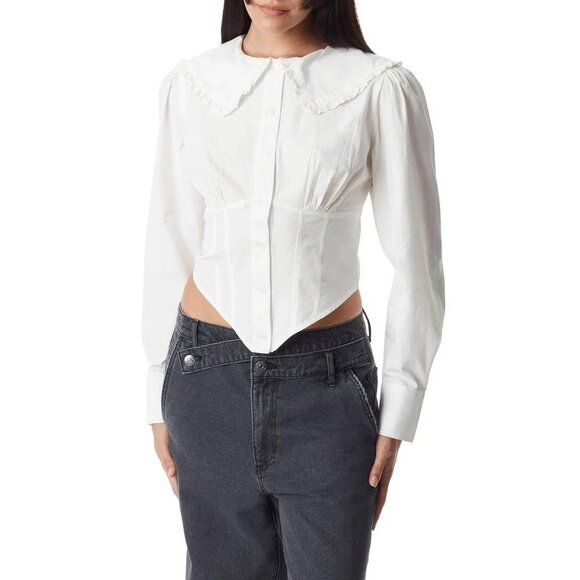Circus NY by Sam Edelman Women's S Zander Ruffle Collar Cotton Shirt NWT Chic - Picture 1 of 12